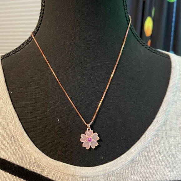Jewelry - Elegant Blossom Pendant Necklace in Pink